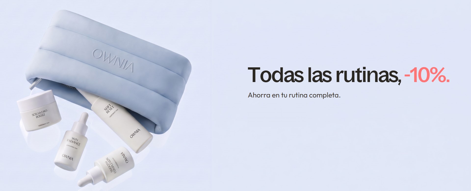 Todas las rutinas con un 10% de descuento en Ownia Cosmetics